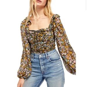 Free People Mabel Printed Blouse Garden Combo